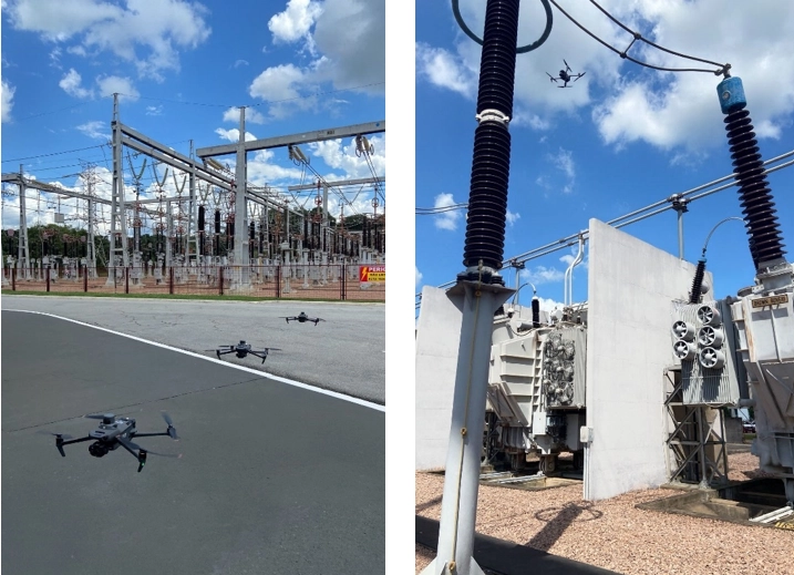 Figuras 1 e 2 - Inspeção de drones em subestação da companhia em São Paulo